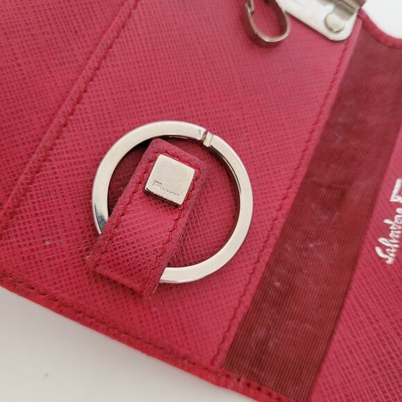 Salvatore Ferragamo Gancini Key Case Ring Holder Wallet Leather Small Pink - Picture 5 of 8
